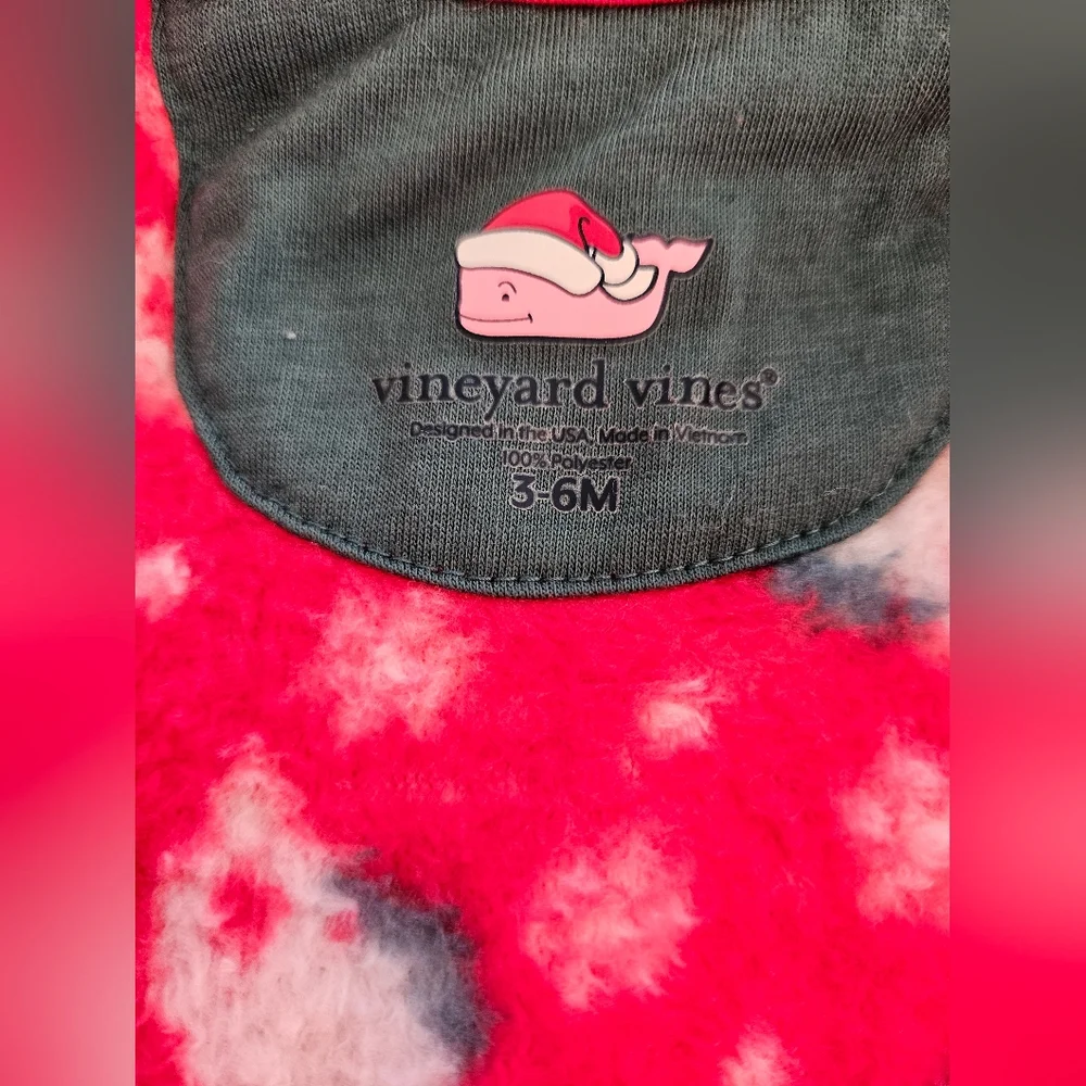 Vineyard Vines Baby Santa Whale Footed Fleece Sleeper Sz 3-6M